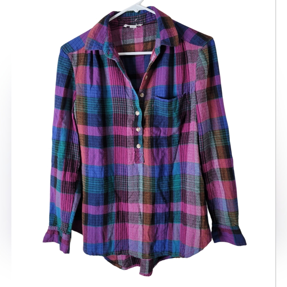 Beachlunchlounge Multicolored Plaid Button Down Shirt